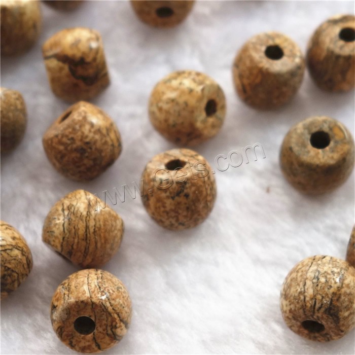 Picture Jasper Beads, Drum, natural, different size for choice, Hole:Approx 2mm, Sold By PC