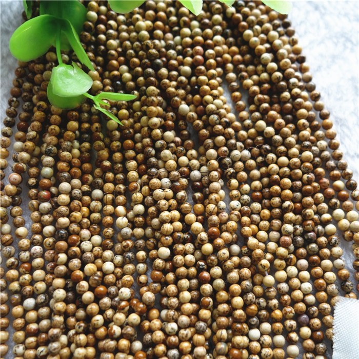 Picture Jasper Beads, Round, natural, different size for choice, Hole:Approx 1mm, Length:Approx 15.7 Inch, Sold By PC