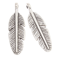 Zinc Alloy Feather Pendants, antique silver color plated, lead & cadmium free Approx 1mm, Approx 