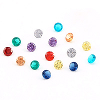 Cubic Zirconia Cabochons, Flat Round, rivoli back & faceted 