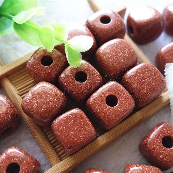 Goldstone Beads, Cube, natural, different size for choice, Hole:Approx 5mm, Sold By PC