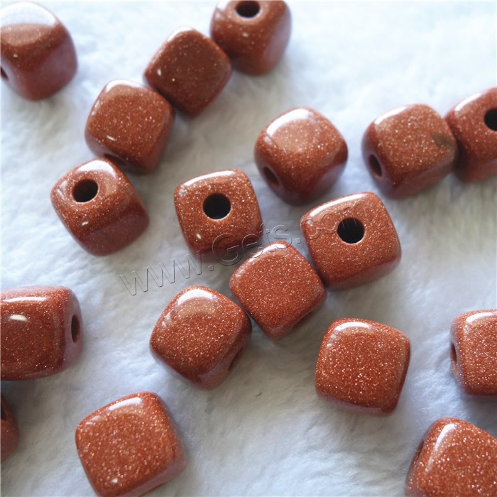 Goldstone Beads, Cube, natural, different size for choice, Hole:Approx 5mm, Sold By PC