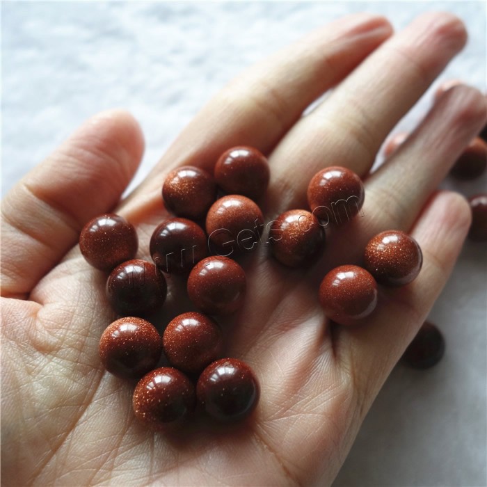 Goldstone Beads, Round, natural, different size for choice & no hole, Sold By PC