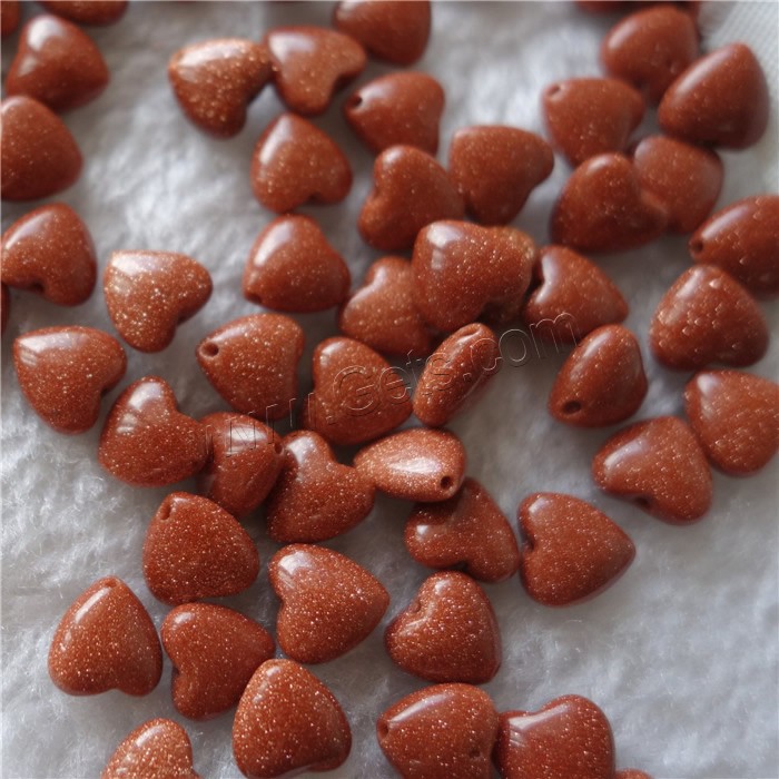 Goldstone Beads, Heart, natural, different size for choice, Hole:Approx 1mm, Sold By PC