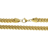 Stainless Steel Chain Necklace, gold color plated, wheat chain 