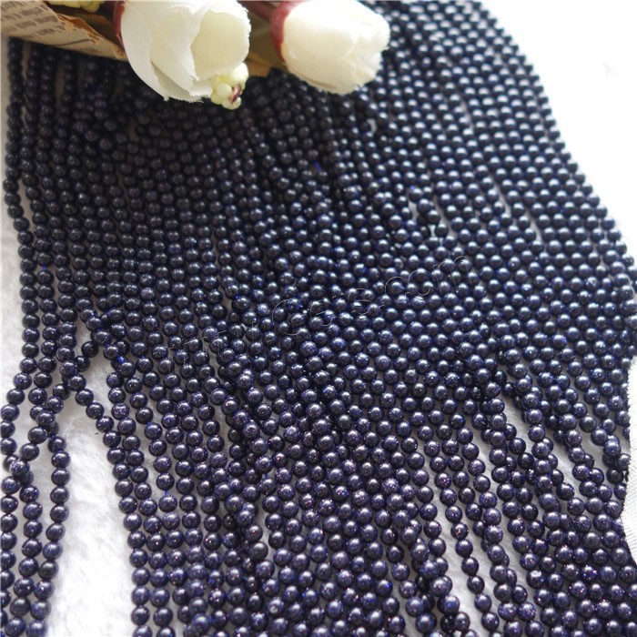 Blue Goldstone Beads, Round, natural, different size for choice, Hole:Approx 1mm, Length:Approx 15.7 Inch, Sold By Strand