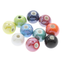 Glasierte Porzellan Perlen, rund, glaciert, keine, 8mm, Bohrung:ca. 2mm, verkauft von PC