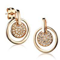 Cubic Zirconia Micro Pave Brass Earring, rose gold color plated, micro pave cubic zirconia 
