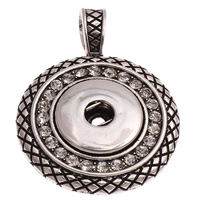 Snap Button Pendant, Zinc Alloy, Flat Round, plated, with rhinestone lead & cadmium free Approx Inner Approx 6mm 