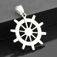 Stainless Steel Ship Wheel & Anchor Pendant, nautical pattern, original color, 27mm Approx 3-5mm 