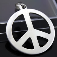 Colgante de acero inoxidable paz Logo, Logo de la paz, color original, 36x40mm, agujero:aproximado 3-5mm, Vendido por UD