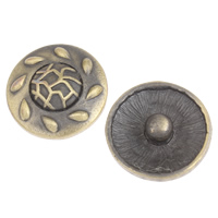 Jewelry Snap Button, Zinc Alloy, Flat Round, antique bronze color plated, lead & cadmium free 