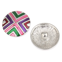 Jewelry Snap Button, Zinc Alloy, Flat Round, platinum color plated, enamel, lead & cadmium free 