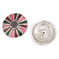 Jewelry Snap Button, Zinc Alloy, Flat Round, platinum color plated, enamel & blacken, multi-colored, lead & cadmium free 