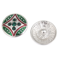 Jewelry Snap Button, Zinc Alloy, Flat Round, platinum color plated, enamel & with rhinestone, lead & cadmium free 