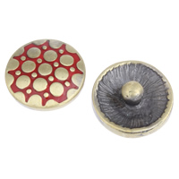 Gordi botón, aleación de zinc, Redondo aplanado, chapado en color bronce antiguo, esmalte, libre de plomo & cadmio, 20x8mm, 5PCs/Bolsa, Vendido por Bolsa