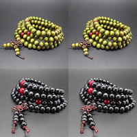 108 Mala Beads, Wood, with Red Agate, Buddhist jewelry 8mm Approx 25-28 Inch 