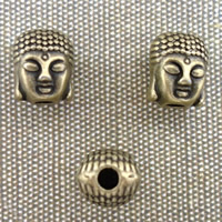 DIY buddhistische Perlen, Zinklegierung, Buddha, antike Bronzefarbe plattiert, buddhistischer Schmuck, frei von Blei & Kadmium, 11x8.5x8mm, Bohrung:ca. 2-3mm, 50PCs/Tasche, verkauft von Tasche