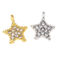 Zinc Alloy Star Pendant, plated, with rhinestone lead & cadmium free Approx 1.5mm 