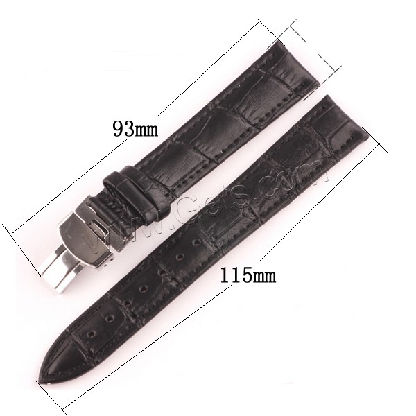 Watch Band, Cowhide, stainless steel clasp, different size for choice, more colors for choice, 93mm,115mm, Sold By Set