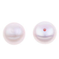 Perlas Freshwater Perforadas, Perlas cultivadas de agua dulce, Botón, natural, perforado medio, Púrpura, 8.5-9mm, agujero:aproximado 1mm, Vendido por Par