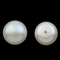 Half Drilled Cultured Freshwater Pearl Beads, Button, natural, half-drilled, white, Grade AAA, 8.5-9mm Approx 1mm 