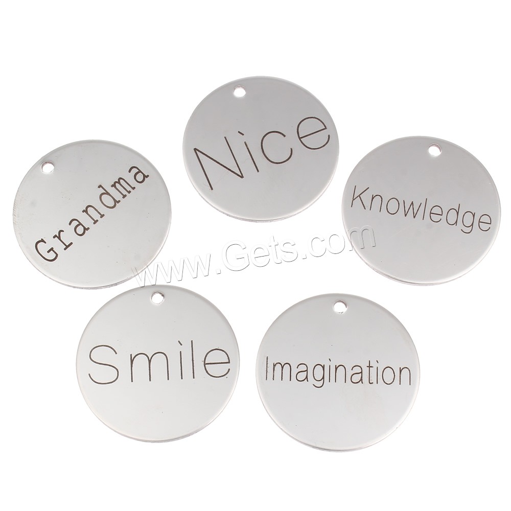 Stainless Steel Pendants, Flat Round, laser pattern & different size for choice & different designs for choice, original color, Sold By PC