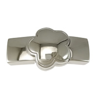 Rectangle Stainless Steel Magnetic Clasp, Flower, plated Approx 