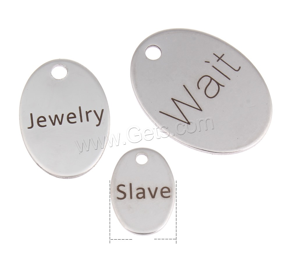 Stainless Steel Pendants, Flat Oval, different size for choice & different designs for choice, original color, Sold By PC