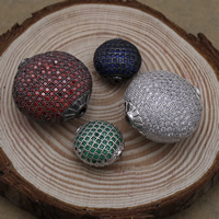 Cubic Zirconia Micro Pave Brass Beads, Flat Round, plated & micro pave cubic zirconia 