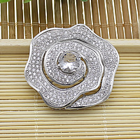 Cubic Zirconia Micro Pave Brass Connector, Flower, platinum plated, micro pave cubic zirconia & multi loops Approx 2mm 