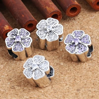 Cubic Zirconia Thailand Sterling Silver European Beads, Flower, micro pave cubic zirconia, mixed colors Approx 5mm 