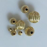 Gold Filled Corrugated Beads, Round, 14K gold-filled 