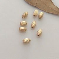 Abalorios corrugados llenos de oro , Oro-llenado, Óvalo, 14K gold-filled, 3x5mm, agujero:aproximado 1mm, Vendido por UD