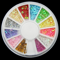 3D Nail Art Decoration, Plastic Sequin, with Plastic Box, flat back & mixed, 60mm, Approx 