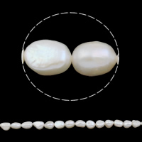 Barock kultivierten Süßwassersee Perlen, Natürliche kultivierte Süßwasserperlen, natürlich, weiß, Grade A, 9-10mm, Bohrung:ca. 0.8mm, Länge:ca. 15 ZollInch, verkauft von Strang