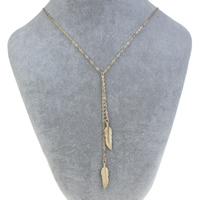 Zinc Alloy Iron Chain Necklace, with iron chain, with 5cm extender chain, Feather, gold color plated, oval chain, nickel, lead & cadmium free Approx 18 Inch 
