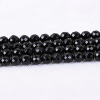 Natural Black Agate Beads, Round & faceted, Grade AAAAAA Approx 1mm Approx 15.5 Inch 