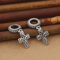 Thailand Sterling Silver European Pendant, Cross, without troll Approx 6mm 