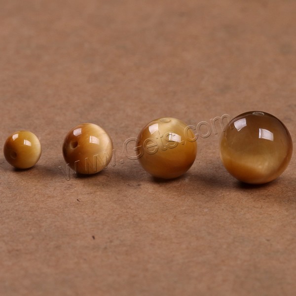 Perles d'Oeil de tigre, Rond, naturel, normes différentes pour le choix, doré, Niveau AAAAAA, Trou:Environ 1mm, Longueur:Environ 15.5 pouce, Vendu par brin