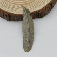 Brass Cabochon, Feather, antique bronze color plated 