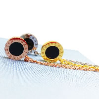 Edelstahl Schmuck Halskette, mit Harz, flache Runde, plattiert, Oval-Kette & mit Brief Muster, keine, verkauft von Strang