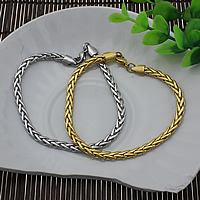 Stainless Steel Chain Bracelets, plated, wheat chain 5mm Approx 8.5 Inch 