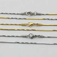 Мода нержавеющей стали ожерелье цепь, нержавеющая сталь, Другое покрытие, змея цепи, Много цветов для выбора, 1.5mm, длина:Приблизительно 19.5 дюймовый, продается Strand
