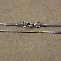 Mode Edelstahl Halskette Kette, Schlangekette, originale Farbe, 1x1mm, Länge:ca. 17 ZollInch, verkauft von Strang