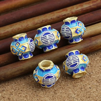 Sterling Silver Cloisonne Beads, Vase, real gold plated Approx 4mm 