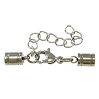 Stainless Steel Lobster Claw Cord Clasp, with end cap, original color, 34mm Approx 3.5mm 