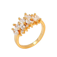 Cubic Zircon Brass Finger Ring, real gold plated & with cubic zirconia, 10mm 