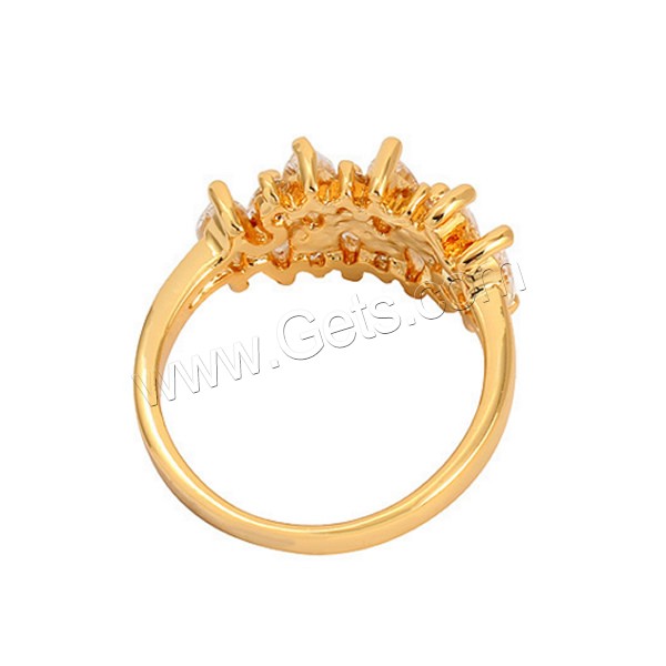 Cubic Zircon Brass Finger Ring, real gold plated, different size for choice & with cubic zirconia, 10mm, Sold By PC
