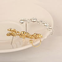 Earring Cuff and Wraps, Zinc Alloy, stainless steel post pin, Butterfly, plated, with rhinestone lead & cadmium free 